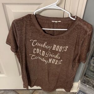 Maurices Brown Graphic Tee with Cream Script